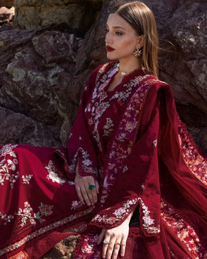 Lawn Red Embroidery suit 3 pieces