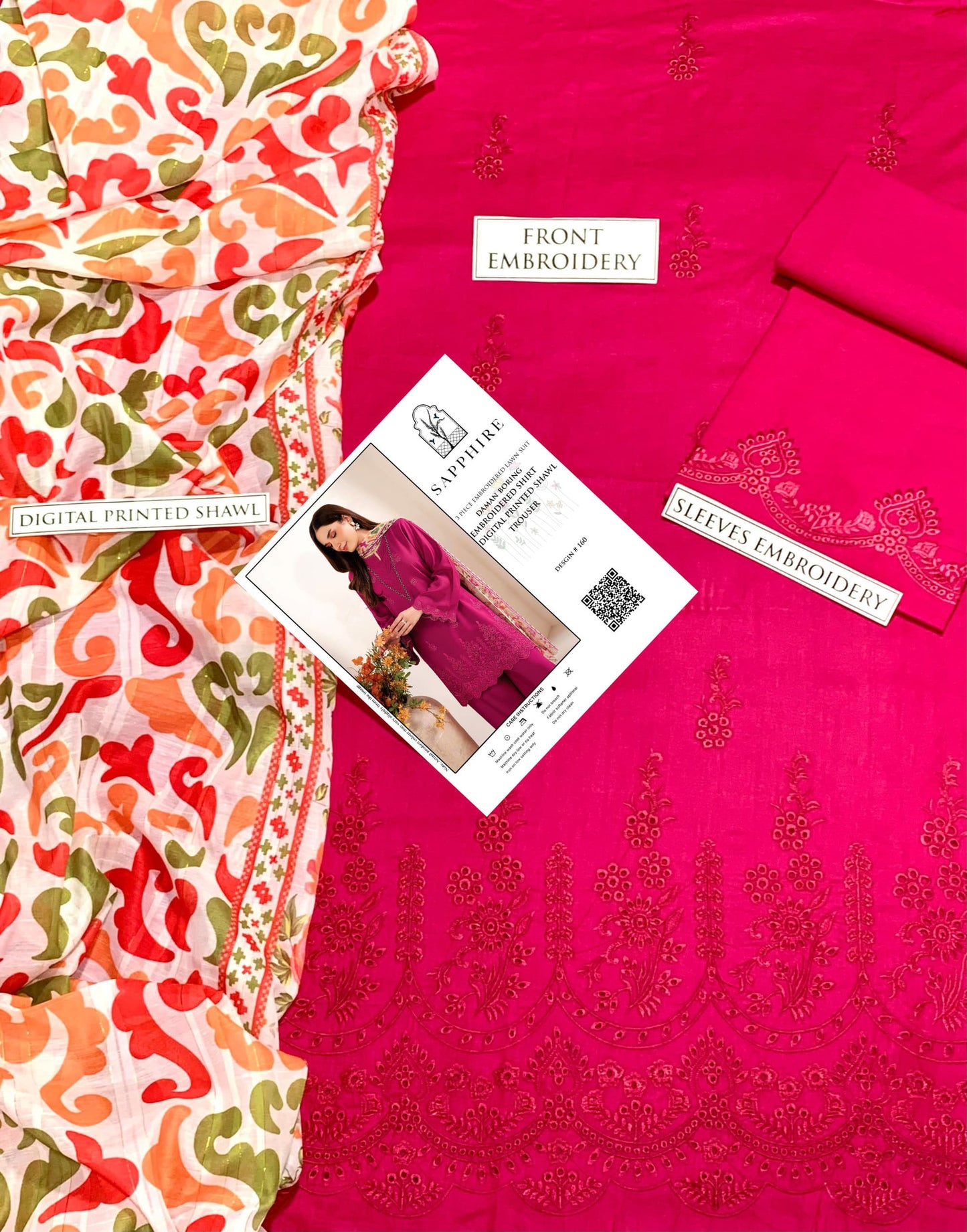 SAPPHIRE PURE LAWN 3PC EMBROIDERED