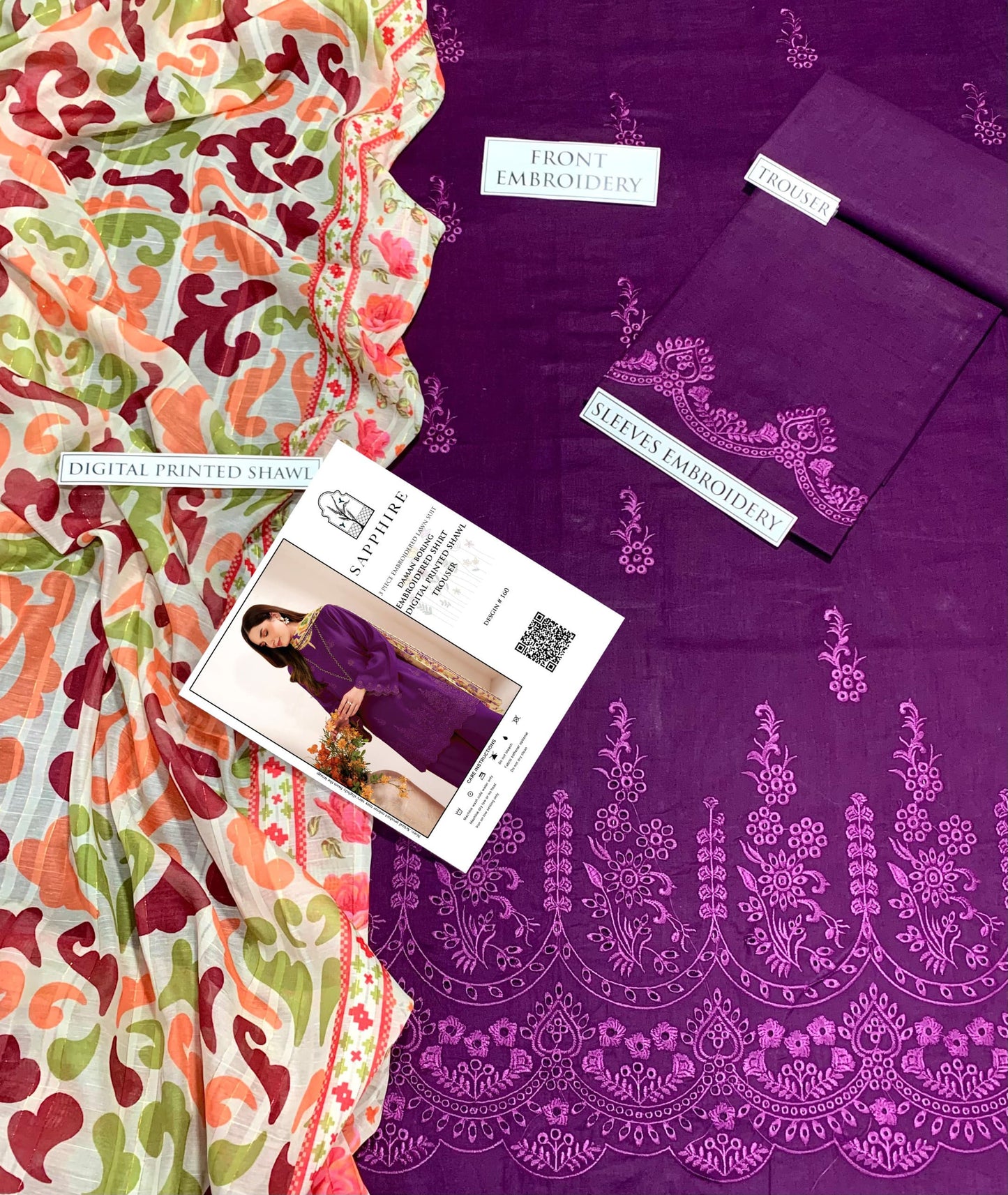 SAPPHIRE PURE LAWN 3PC EMBROIDERED