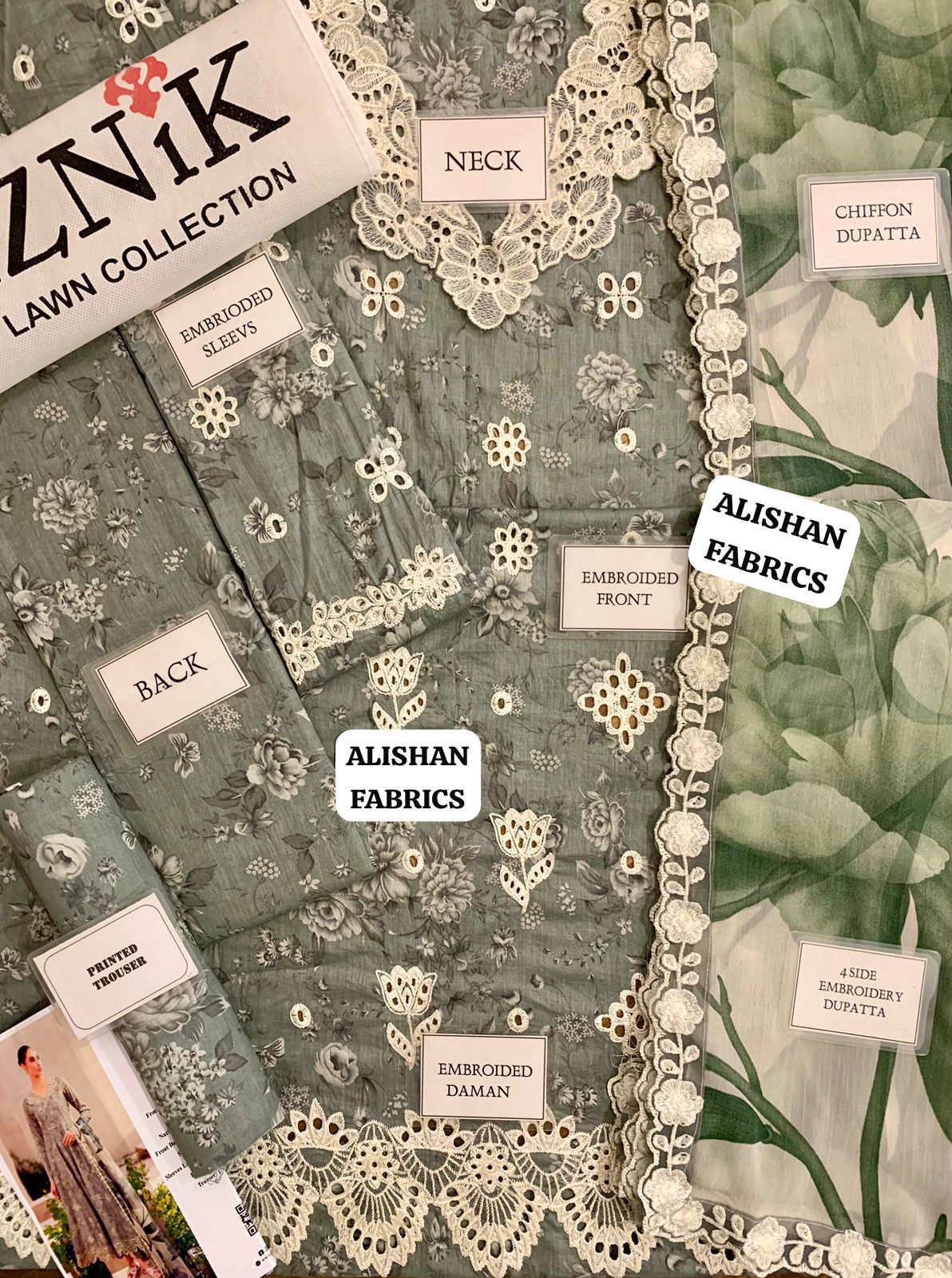 IZNIK SFL D05 Lawn & Chiffon duppatta