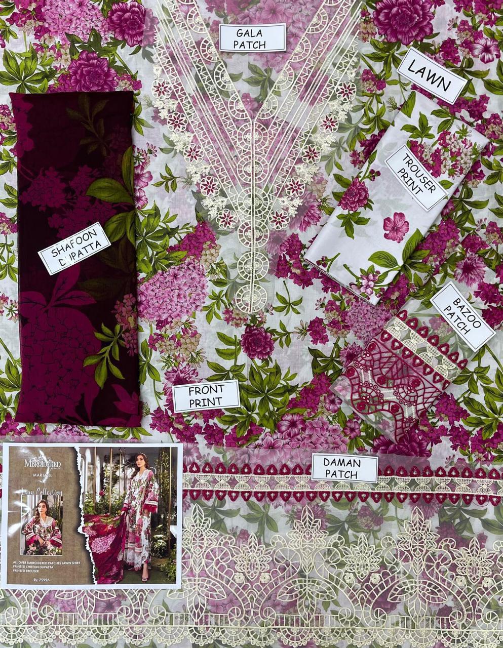 Maria B lawn embroided suit