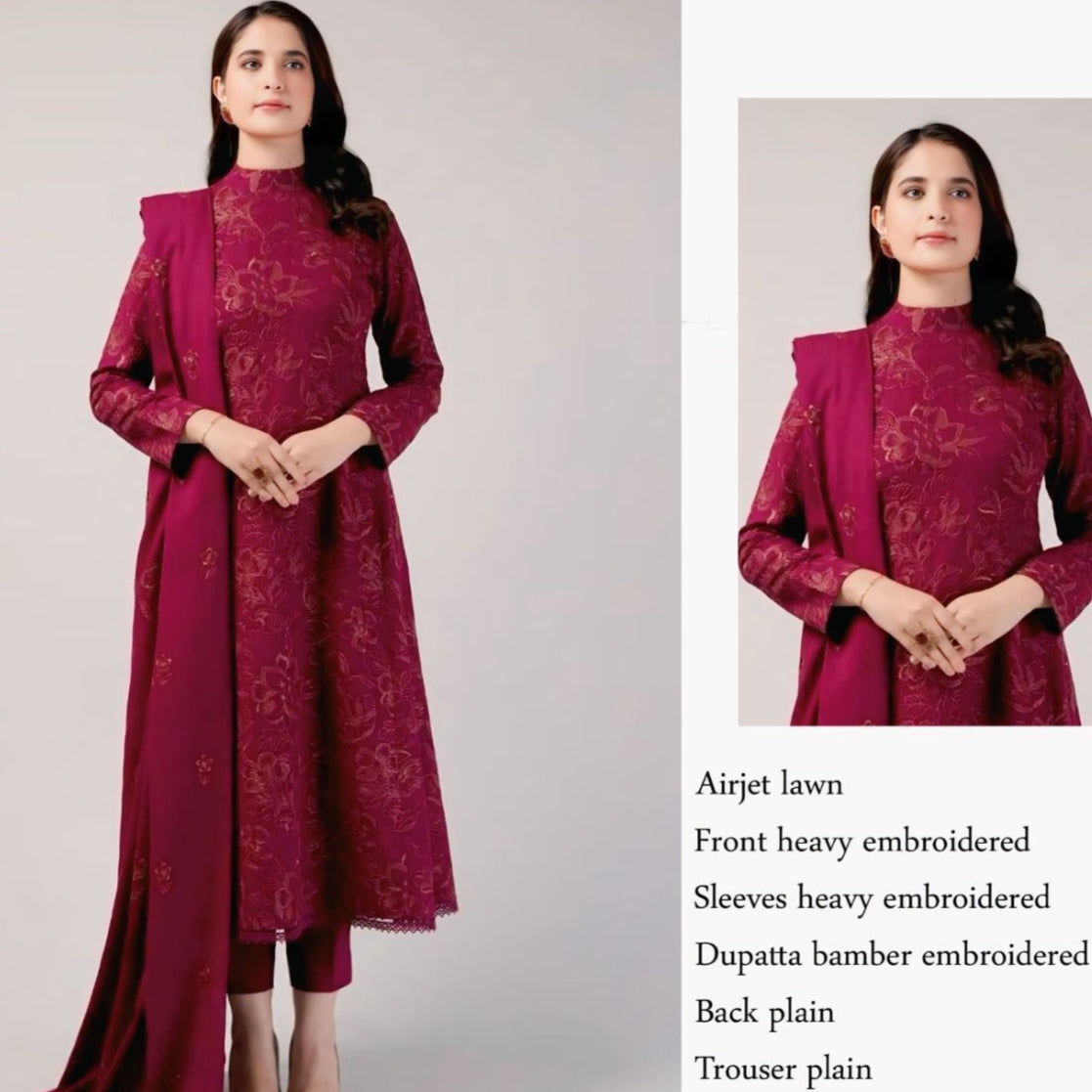 BAREEZE LAWN WITH BAMBER EMBROIDERY DUPATTA