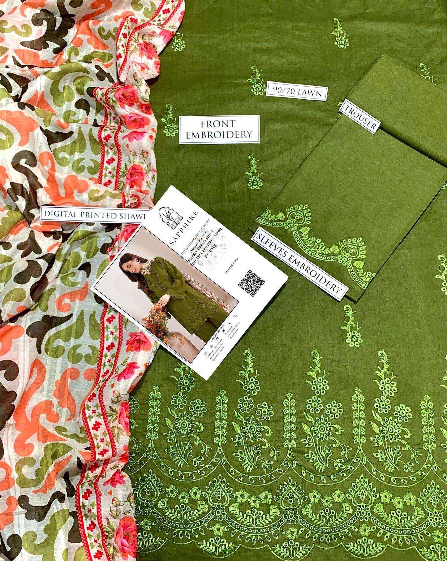 SAPPHIRE PURE LAWN 3PC EMBROIDERED
