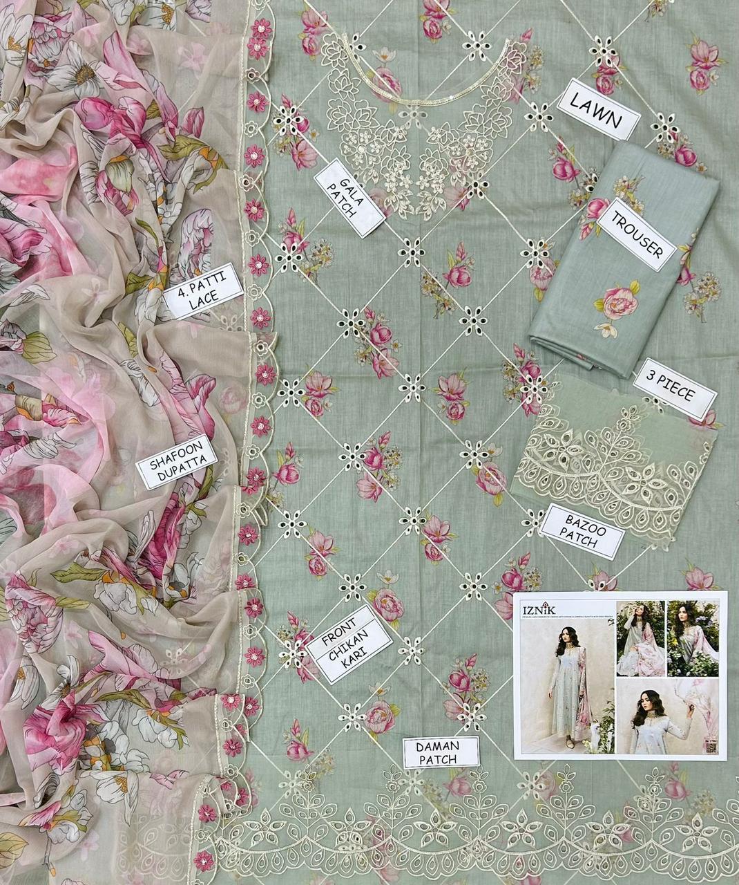 Lawn Embroidery Suit 3Pcs