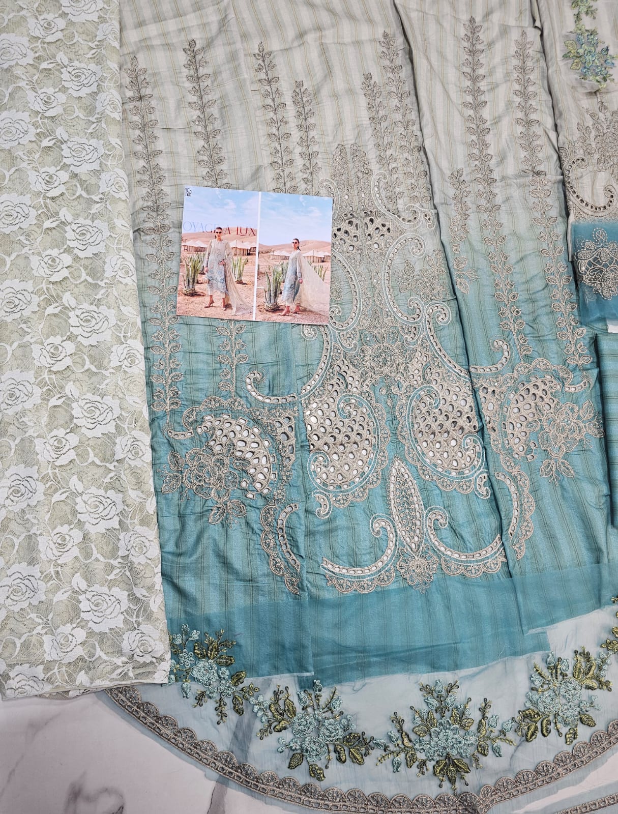 Sky Blue Lawn Embroidery Suit 3 piece