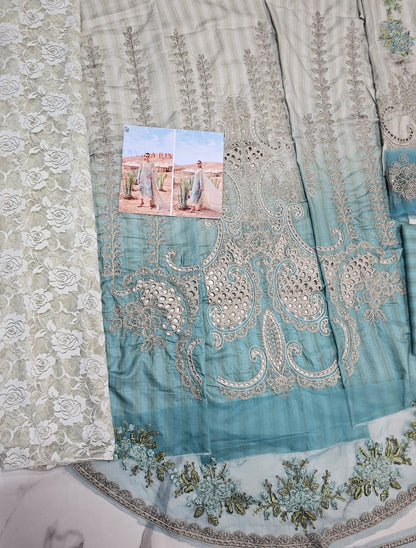 Sky Blue Lawn Embroidery Suit 3 piece