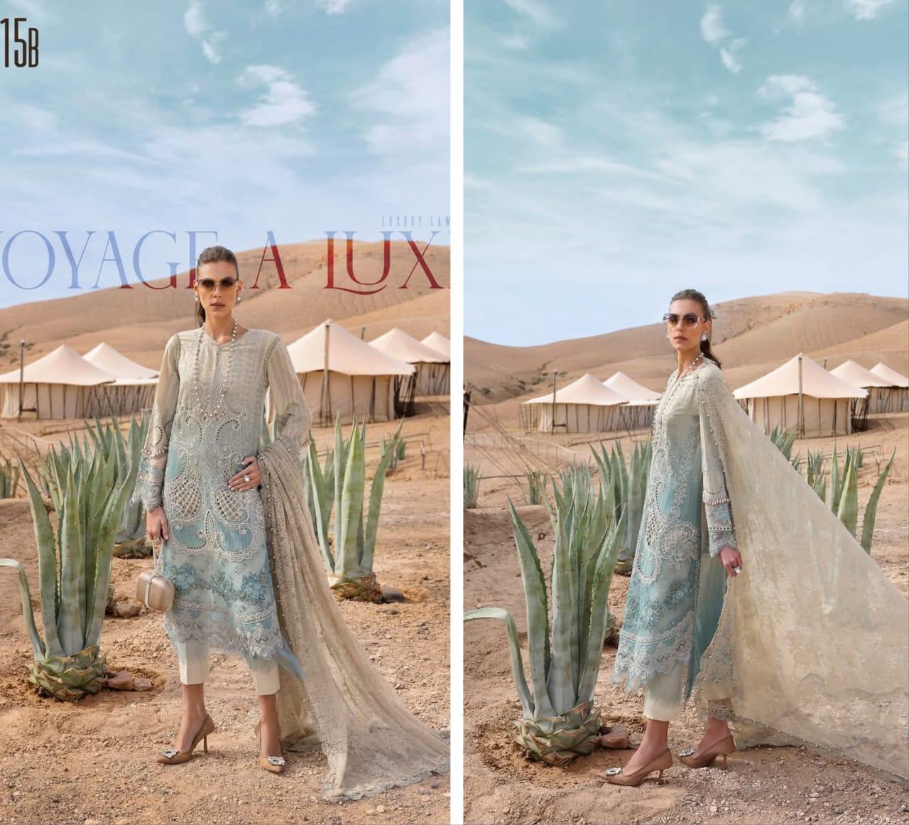 Sky Blue Lawn Embroidery Suit 3 piece